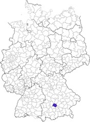 Dachau district, in Bavaria, location of the district within Germany