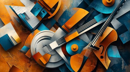 Abstract Art Music Composition with Colorful Geometric Shapes