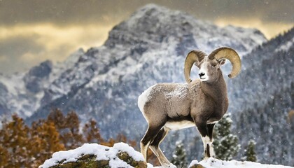 AI generated, animal, animals, mammal, mammals, biotope, habitat, one, individual, foraging, wildlife, bighorn sheep (Ovis canadensis), AI generated