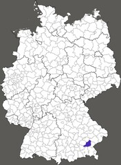 District of Mühldorf am Inn, in Bavaria, location of the district within Germany