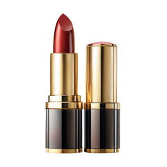 Obraz premium Luxury Lipstick with Black and Gold Tube Isolated on Transparent Background.