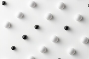 A striking grid features alternating black and white dots arranged neatly on a smooth surface, embodying a modern design. This pattern adds a contemporary artistic touch to the environment