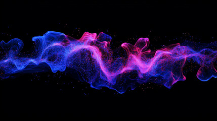 Futuristic Technology: Dynamic Flow wave magic wind swirl on black background with white fast speed 