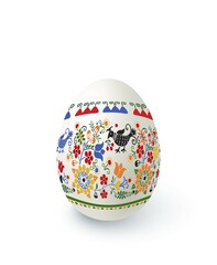 Floral motif painted Easter egg over white background, vector illustration