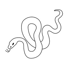 Snake in doodle style. Snake hand drawn line art. Vector illustration on a white background. Symbol of 2025 according to the Chinese calendar.