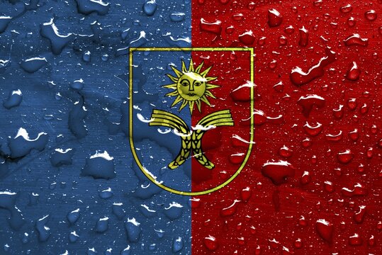 Flag of Khmelnytskyi Oblast with rain drops
