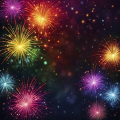 Fototapeta premium Colorful fireworks lighting up the dark sky, creating a vivid and celebratory display, AI generated