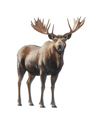 Obraz premium Large moose stands in front of a white background