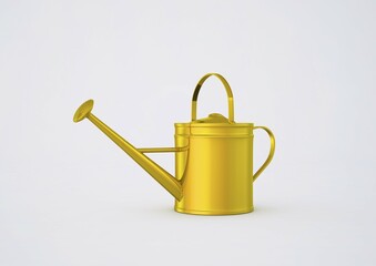 Yellow watering can, illustration, 3D visualisation