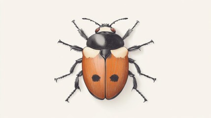 Detailed illustration of a red and black beetle isolated on white background.