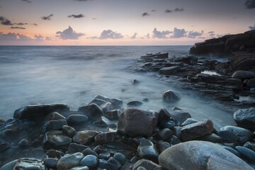 Evening mood, Hovs Hallar coastline, nature reserve, Bjärehalvön Peninsula, Båstad, Scania, Sweden, Europe