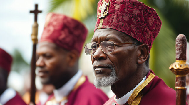 Maroon Male Priests from St. Maroon Church in Traditional Attire Perform Sacred Religious Ceremonies with Devotion