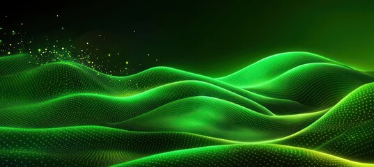 green mountain landscape background with dots and lines.