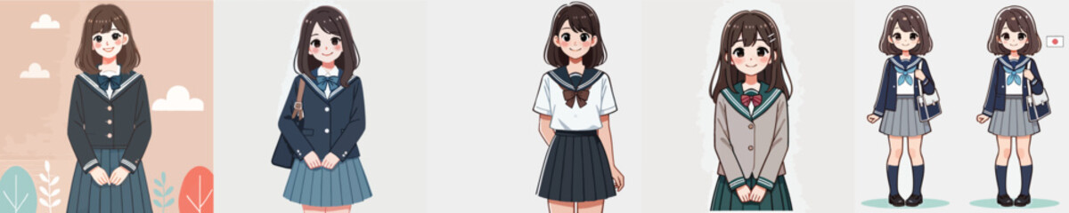 Obraz premium vector of a woman wearing a japanese school uniform