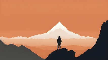 Minimalist illustration representing outdoor adventure and nature, AI generated