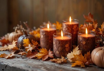candle and leaves