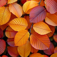 Obraz premium Autumn leaves, vibrant colors, close-up, nature background, seasonal decor