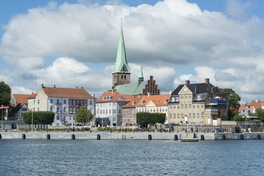 Cityscape with St. Olai Church at &Ouml;resund in Helsing&oslash;r, Capital Region of Denmark
