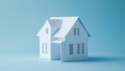 Real estate concept. 3d render of a house on blue background