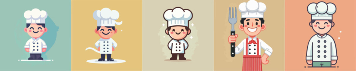 vector set of chef characters