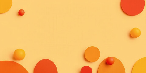 A yellow background with orange circles on it. The circles are of different sizes and are scattered around the background