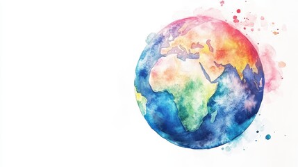 Fototapeta premium Watercolor hand painted planet Earth isolated on white background. Symbol of life,Environmental problems and environmental protection ecology,Hand drawn Globe watercolour paint,Earth Day.