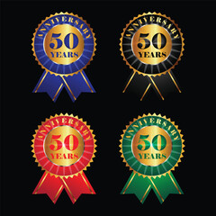 Anniversary logo set vector design black background