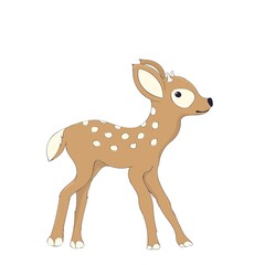 Fototapeta premium Cute little fawn vector character over white background