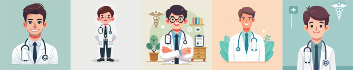 vector of a male doctor smiling