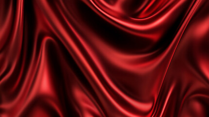 Fototapeta premium a luxurious background design featuring rich red satin fabric with elegant folds and a smooth, glossy texture