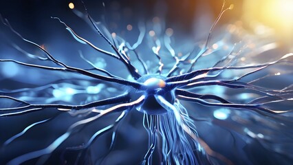 Obraz premium 3d illustration of human neurons ans synapses of the nerve system, AI generated