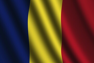 The Chad flag flying in the wind