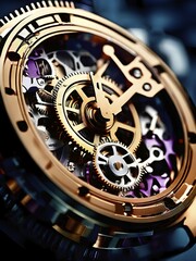 AI generated mechanical watch close up with shimmering digital component