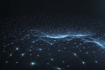 Fototapeta premium Abstract digital image of blue network lines and nodes against a black background, Fire Particles, AI generated