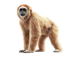 Fototapeta premium Large, furry, brown and white monkey stands on transparent background