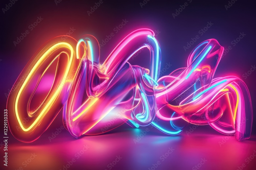 Leinwandbilder vibrant neon shapes twisting and intertwining in a dynamic light display during the night, start tex