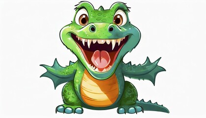 Fototapeta premium Funny little painted crocodile, colourful drawing, painting, clipping, AI generated, AI generated