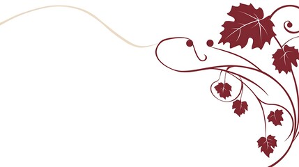 Elegant maroon vine leaves design with a flowing curve