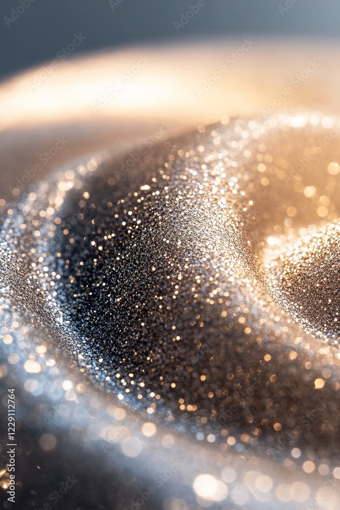 Poster a captivating swirl of sequins forms a rich texture, reflecting soft light. the monochromatic tones 