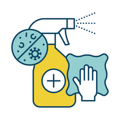 Disinfection – Spray Bottle and Gloves Representing Germ-Free, Sanitized Spaces That Ensure a Safe, Clean Environment for Home or Business.  