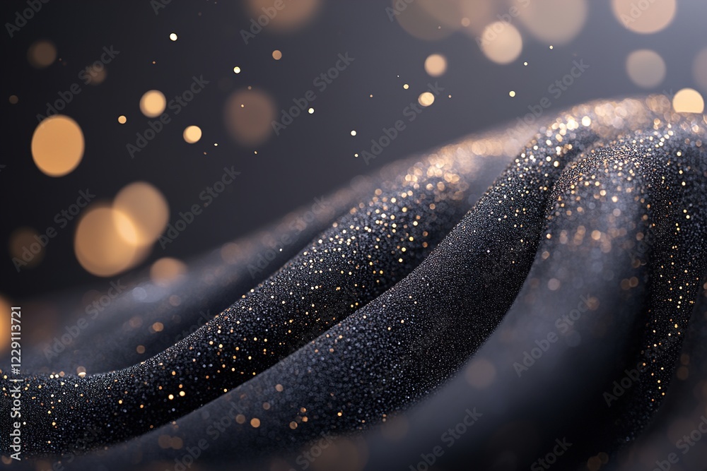 Poster a captivating display of flowing sequins in shades of black and gold captures light, creating a dyna