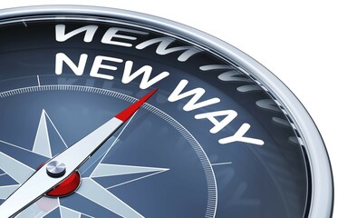 rendering of a compass with a new way icon