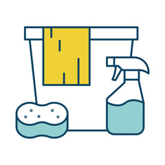 Deep Cleaning – Sponge and Cleaning Tools Representing Thorough, Detailed Sanitation to Achieve a Hygienic and Spotlessly Clean Home or Office. Vector illustration.