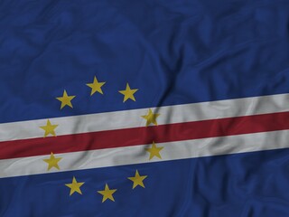 Ruffled Flag of Cape Verde Blowing in Wind