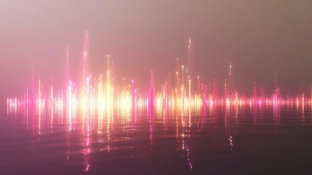 A glowing scatter plot with futuristic designs on a minimal background.