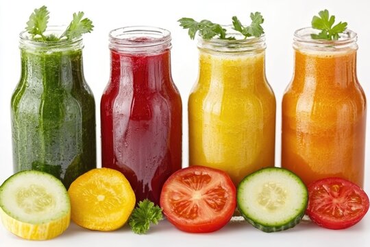 A row of colorful bottles filled with various juices for refreshment