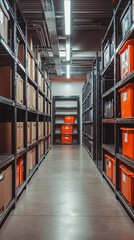 Neat and Organized Storage Facility with Shelves and Boxes