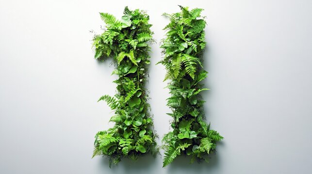 Plant-covered number eleven against a white backdrop.