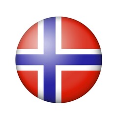 The Norwegian flag. Round matte icon. Isolated on white background
