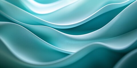 Fototapeta premium Abstract teal waves, flowing fabric texture, background design